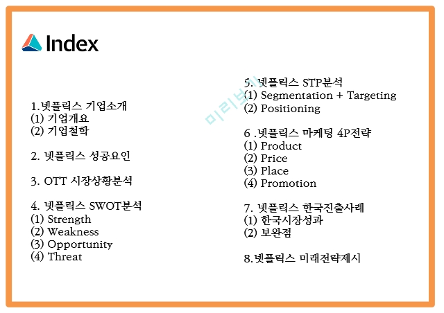 넷플릭스 기업분석과 성공요인 및 마케팅 4P,STP,SWOT분석및 넷플릭스 한국진출사례분석과 미래전략제언 PPT   (3 )